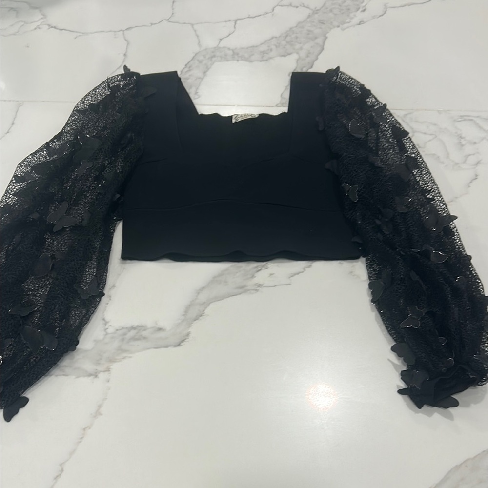 Free‎ People Intimately Flutter Cropped Black Top. Size S - Picture 7 of 15